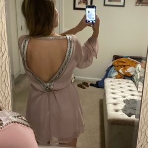 NWT Beaded Open Back Bell Sleeve Dress